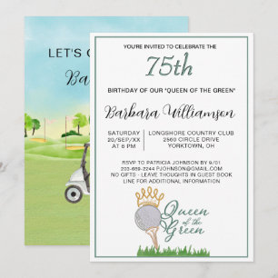 75. Geburtstagsfeier Dame Golferin Thema Einladung