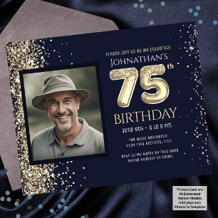 75. Geburtstagsfoto Goldener Luftballon Papierblat