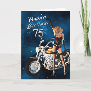 75. Geburtstagskarte mit Motorrad Karte