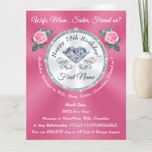 75. Geburtstagskarten für sie, Mama, Ehefrau, Schw Karte