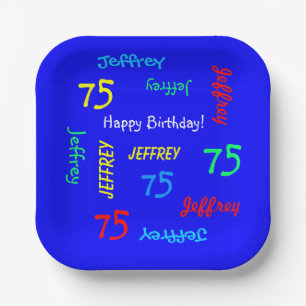 75. Geburtstagspartei Wiederholungsname Royal Blue Pappteller