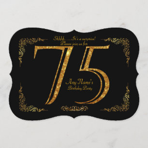 75. Geburtstagsparty 75., großartiges Gatsby, schw Einladung