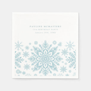 75. Geburtstagsparty Blue White Snowflake Winter Serviette