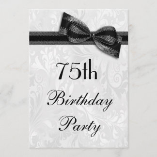 75. Geburtstagsparty Damask und Imitat Bow Einladung
