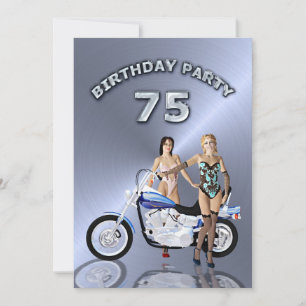 75. Geburtstagsparty Einladung mit Motorrad