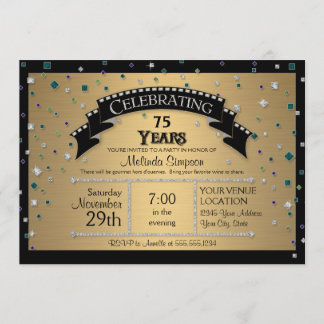 75. Geburtstagsparty feiert Imitate Jewel Confetti Einladung