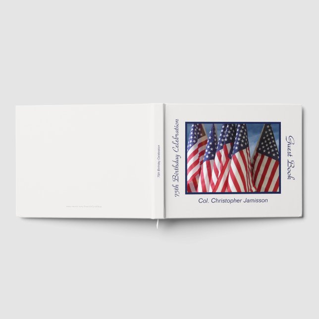 75. Geburtstagsparty Gästebuch, American Flags Gästebuch (Voll)