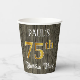 75. Geburtstagsparty - Imitate Gold & Imitate Wood Pappbecher