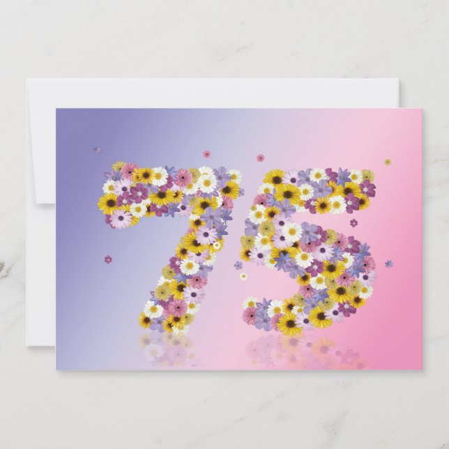 75. Geburtstagsparty mit Blumenbriefen Einladung (Vorderseite)