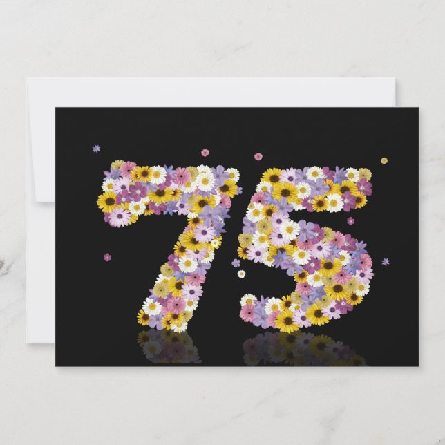 75. Geburtstagsparty mit Blumenbriefen Einladung (Vorderseite)