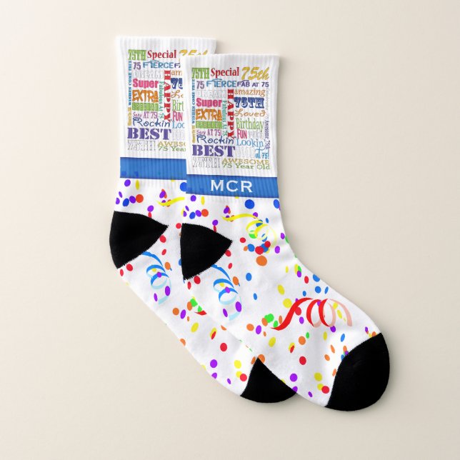 75. Geburtstagsparty Special Personalisiert Monogr Socken (Paar)