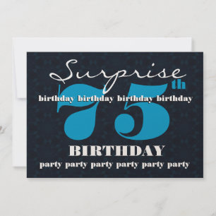 75. Geburtstagsparty SURPRISE Blue und Midnight Einladung