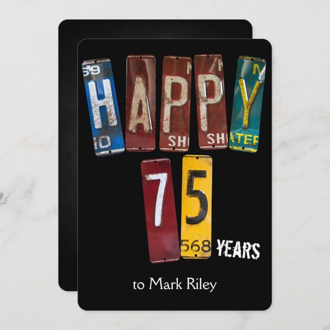 75. Geburtstagsparty-Teller Einladung (Vorne/Hinten)