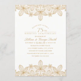 75. Hochzeit Jubiläum Elegante Goldene Spitze Einladung