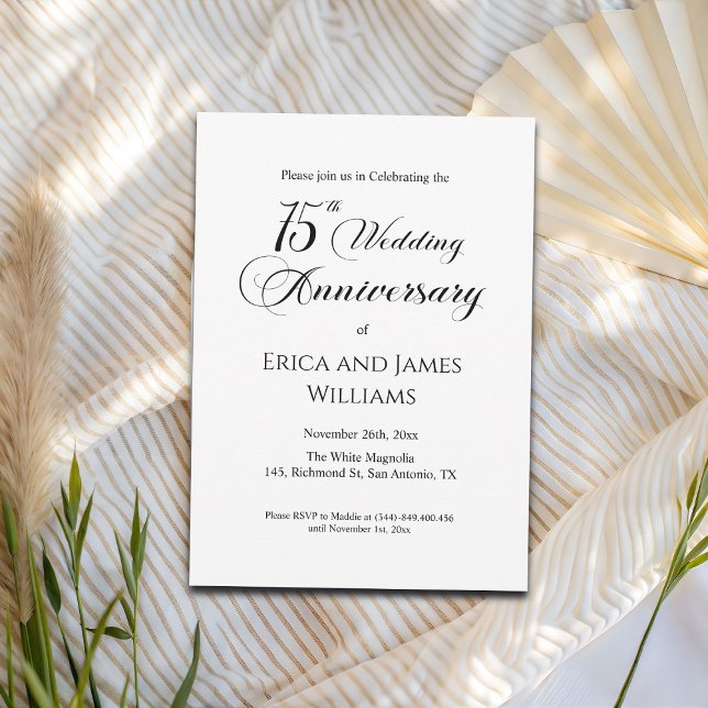 75. Hochzeitstag Elegantes Skript Einladung (Von Creator hochgeladen)