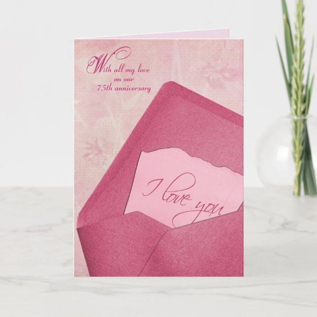 75. Hochzeitstag in Umschlag Feiertagskarte (Vorderseite)