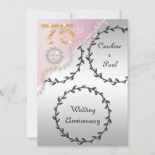 75. Hochzeitstag mit Silberne Rose Gold Einladung