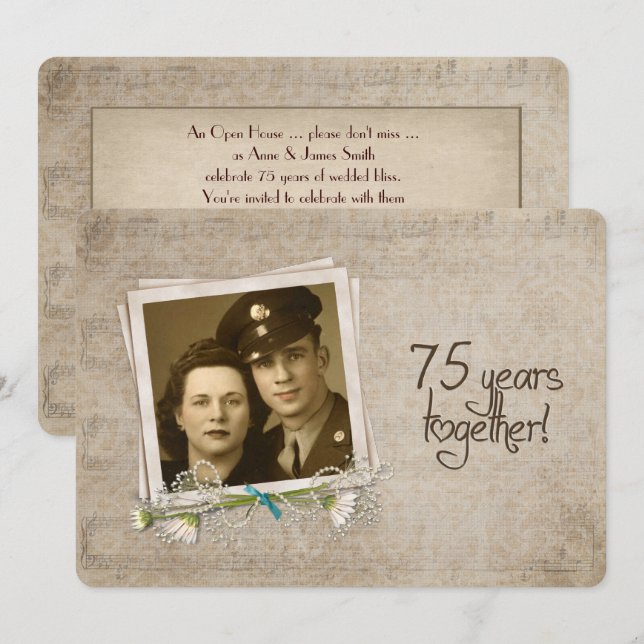 75. Hochzeitstag Open House Einladung (Vorne/Hinten)