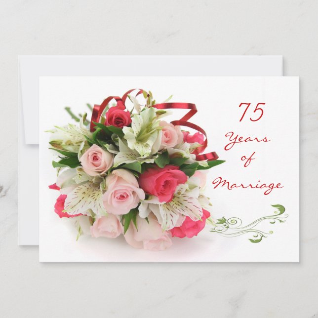 75. Hochzeitstag. Rose Einladung (Vorderseite)