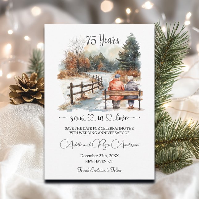 75. Hochzeitstag Winterlandschaft Romantisch Save The Date (Von Creator hochgeladen)