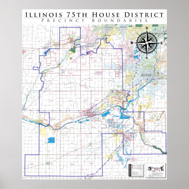 75. Illinois House District - Detaillierte Straßen Poster (Vorne)