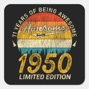 75 Jahre alt 1950 Retro Phantastisch 75. Geburtsta Quadratischer Aufkleber
