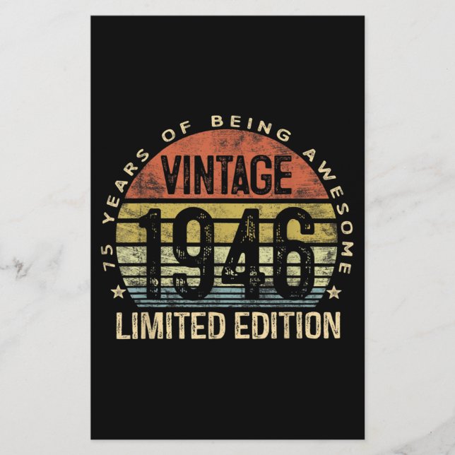 75 Jahre alte Geschenke Vintag 1946 Geburtstag Briefpapier (Vorderseite)