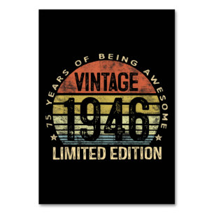 75 Jahre alte Geschenke Vintag 1946 Geburtstag Tischnummer