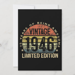 75 Jahre alte Geschenke Vintage 1946 Geburtstag Einladung