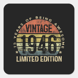 75 Jahre alte Geschenke Vintage 1946 Geburtstag Quadratischer Aufkleber