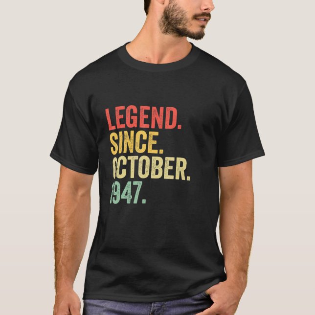 75 Jahre alte Legende seit Oktober 1947 75. Geburt T-Shirt (Vorderseite)