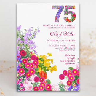 75 Jahre Elegant Garden Floral - 75. Geburtstag Einladung