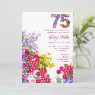 75 Jahre Elegant Garden Floral - 75. Geburtstag Einladung