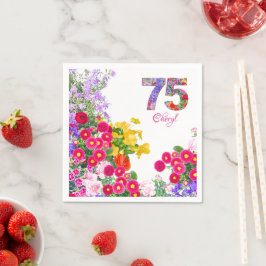 75 Jahre Elegant Garden Floral - 75. Geburtstag Serviette