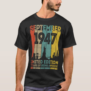75 Jahre Vintag im September 1947 75. Geburtstag T-Shirt