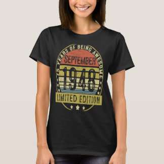 75 Jahre Vintag im September 1948 75. Geburtstag T-Shirt