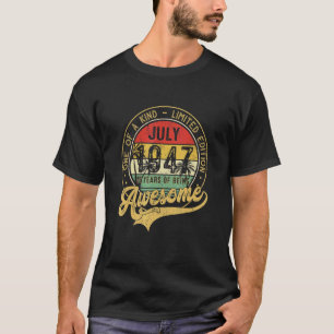 75 Jahre Vintag Juli 1947 75. Geburtstag T-Shirt
