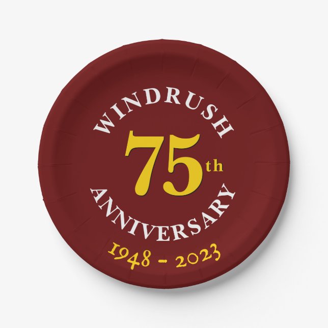 75 Jahre Windrush Generation Pappteller (Vorderseite)