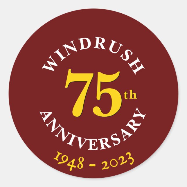 75 Jahre Windrush Generation Runder Aufkleber (Vorderseite)