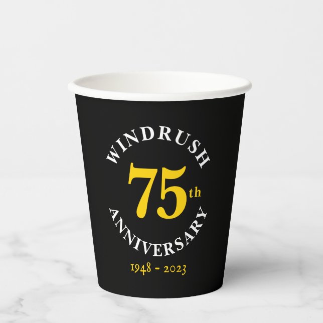 75 Jahre Windrush Pappbecher (Vorderseite)