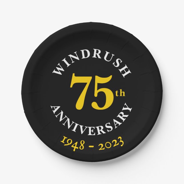 75 Jahre Windrush Pappteller (Vorderseite)