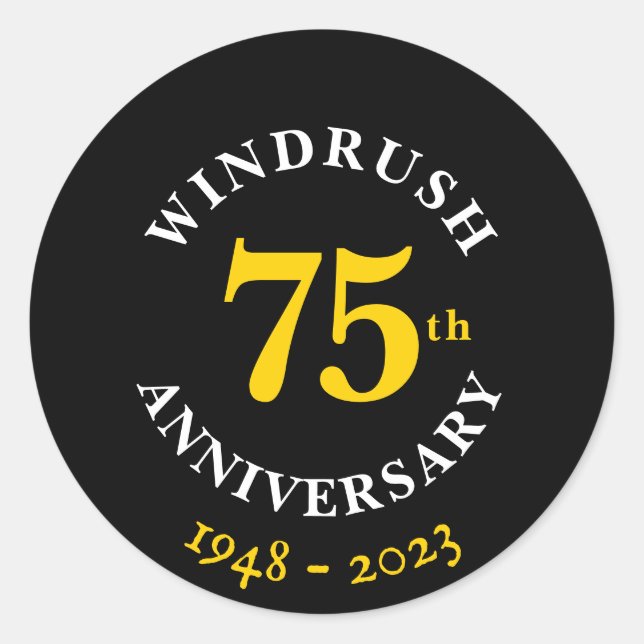 75 Jahre Windrush Runder Aufkleber (Vorderseite)