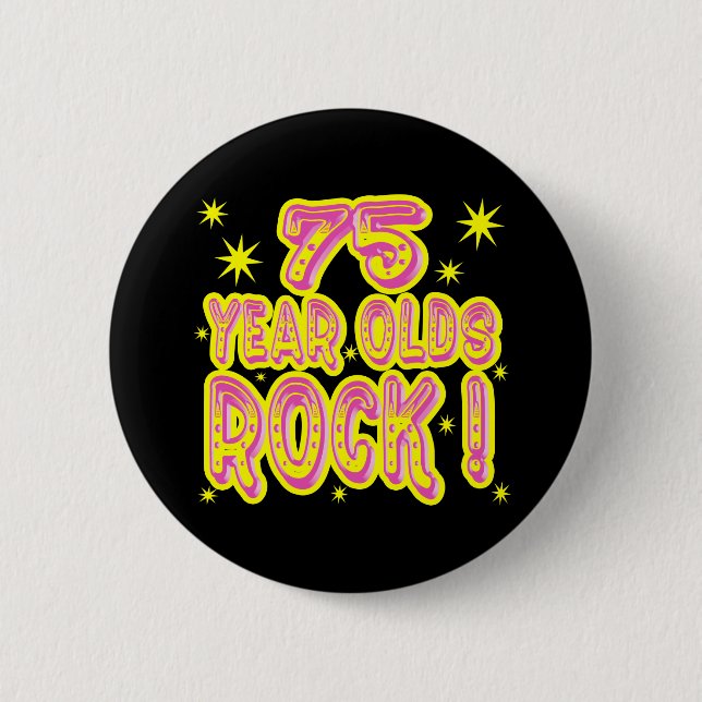 75 Jährige Felsen-! (Rosa) Knopf Button (Vorderseite)