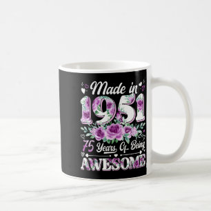 75-jährige, hergestellt 1951, floral, 75. Geburtst Kaffeetasse