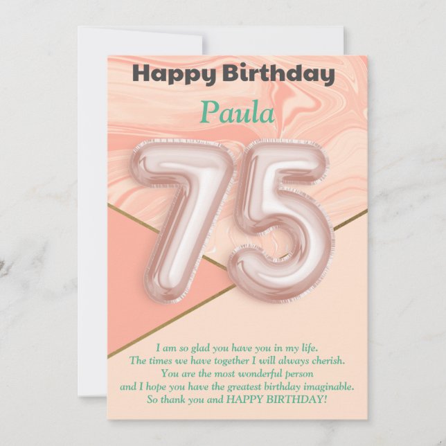 75-jährige Mädchen Happy Birthday Card (Vorderseite)