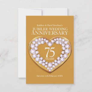 75. Jubilee Hochzeitstag Herzkarte RSVP Karte