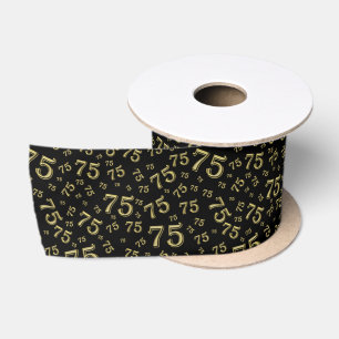 75. Modernes Zufallszahlenmuster Schwarz/Gold Satinband