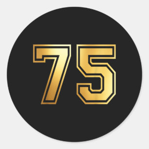 75 Number Siebzig-Fünf Team Sport Grafik Varsity Runder Aufkleber