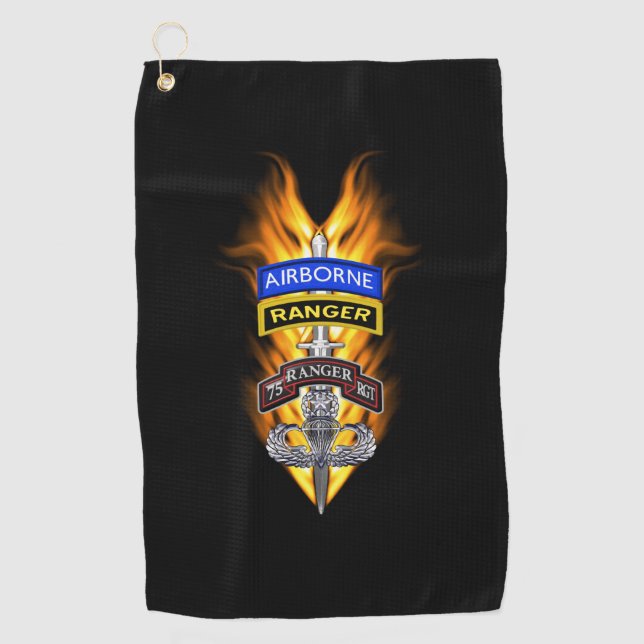 75. Ranger Im Flugzeug Flaming Dagger Golfhandtuch (Vorderseite)