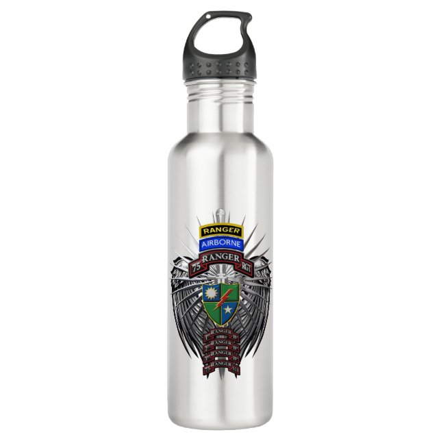 75. Ranger Regiment Custom Edelstahlflasche (Vorderseite)